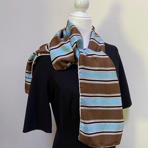 Vintage 100% silk made in Italy oblong Striped Scarf